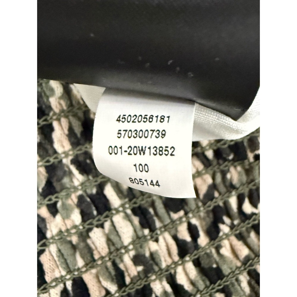 White House Black Market Smocked Waist Camouflage Lined Meshy Top Sz L - Picture 12 of 12